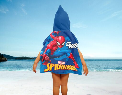 Kinderponcho, microfiber met 3D-print, 2/8 Y, Spiderman